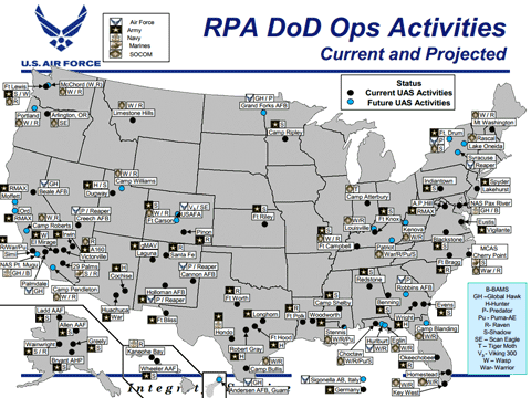 Map Us Air Force Bases Confronting the American People: Thousands of military drones to be deployed over US mainland